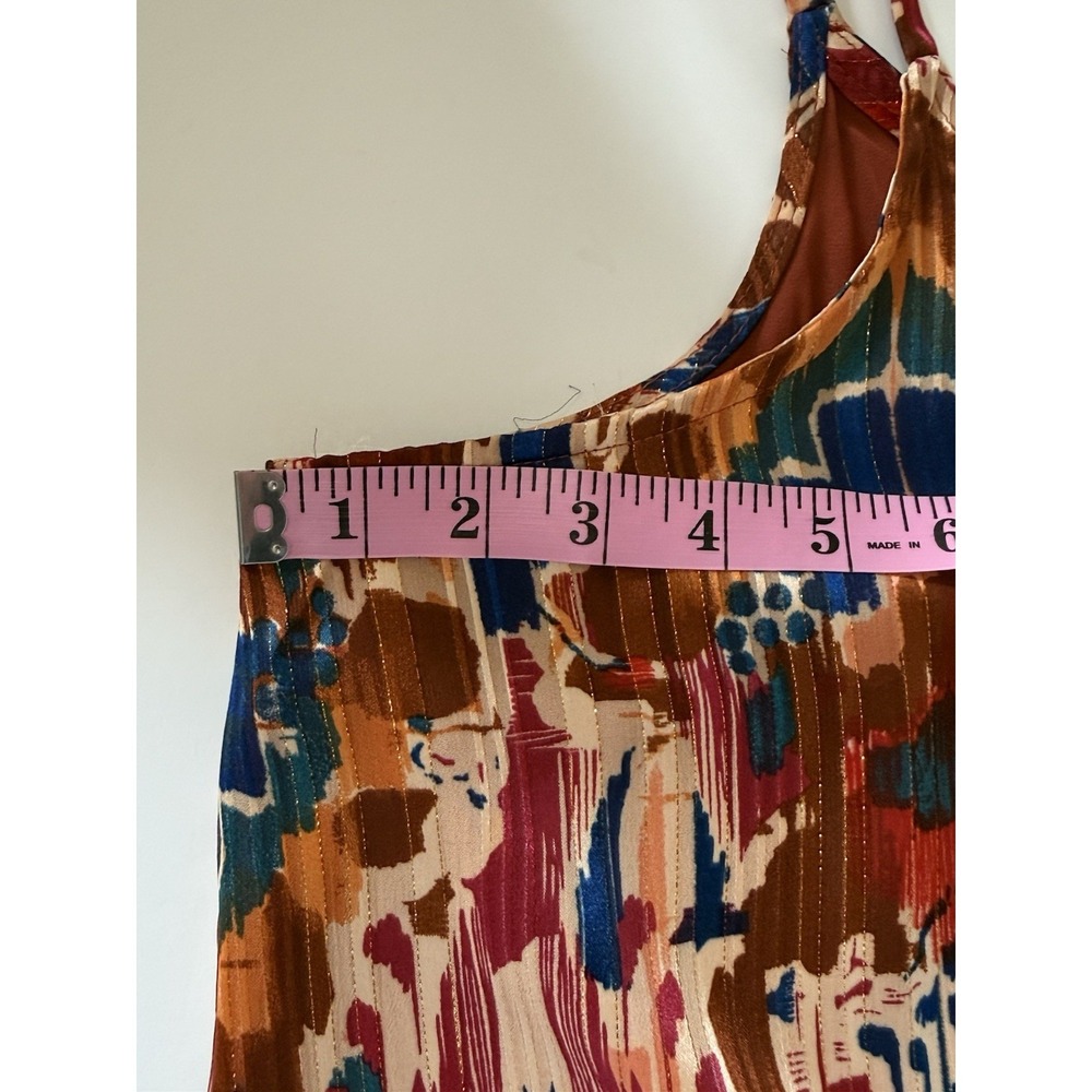 MSK Maxi Dress Boho Colorful Beach Earth Tone Metallic Flowy V Neck Straps Large - Picture 14 of 16